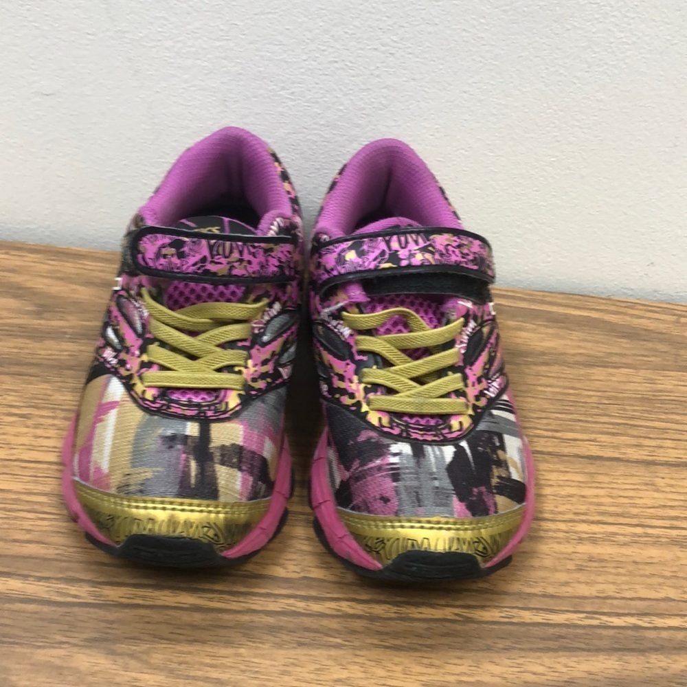 🎀 ASICS Girls GEL-Noosa Tri 10 Gold Ribbon Sneakers Pink Gold Black Size 10